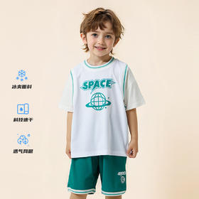 贝贝怡新款童装2024夏季儿童球服套装凉感t恤男童短袖宝宝运动服ZB2DT010