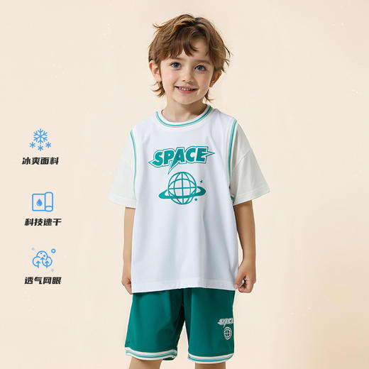 贝贝怡新款童装2024夏季儿童球服套装凉感t恤男童短袖宝宝运动服ZB2DT010 商品图0