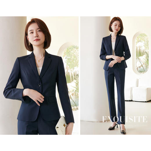 【50羊毛】罗蒙女士西服套装商务通勤舒适含绵羊毛职业两件套女 商品图5