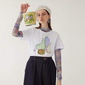 谜底短袖T恤女2024夏季新款简约百搭印花宽松圆领上衣女246MT7041