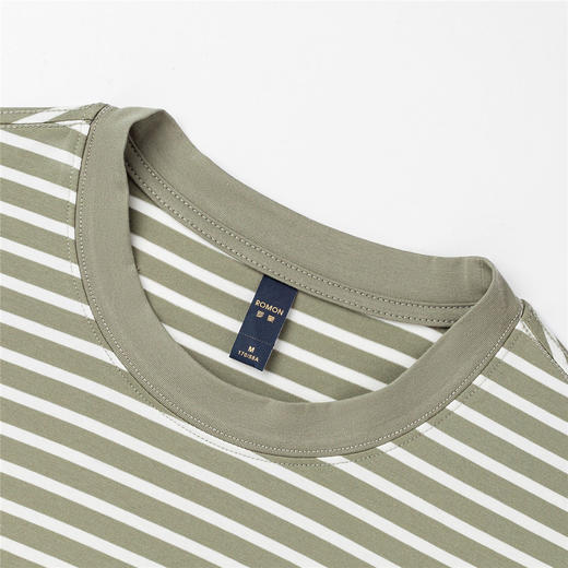 【桑蚕丝混纺】罗蒙春夏绣花胸标海魂衫t恤男长袖t恤男时尚条纹t恤长袖男 商品图6