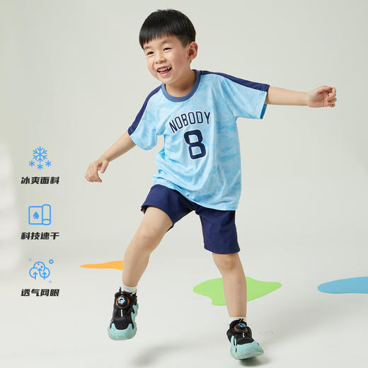 贝贝怡童装男童夏季运动套装速干透气2024新款儿童男孩夏款篮球服ZB2DT008 商品图2