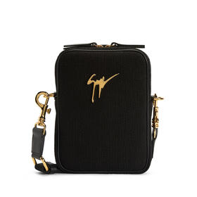 Giuseppe Zanotti 男士金属签名徽标单肩包 黑色 EBU4003001