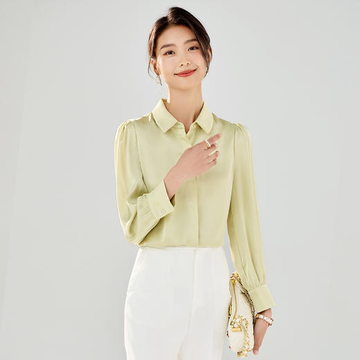 【商务通勤】罗蒙四季款女士长袖衬衫简约日常大众休闲百搭衬衫女 商品图2
