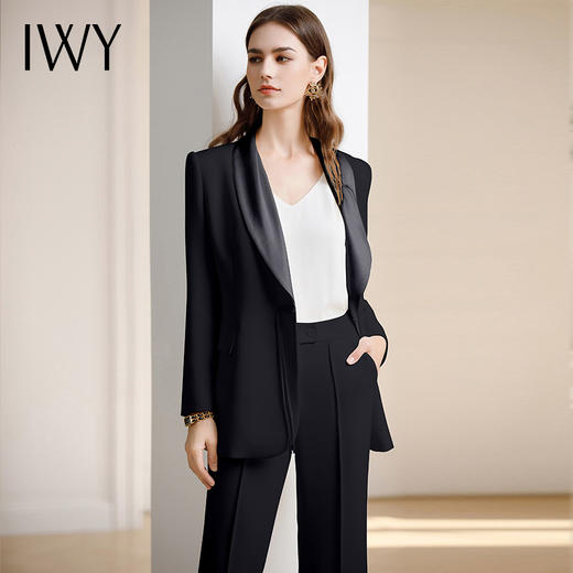 IWY/气质新中式国风西装套装女商务主持人高端正装工作服黑色西服CP2078 商品图2