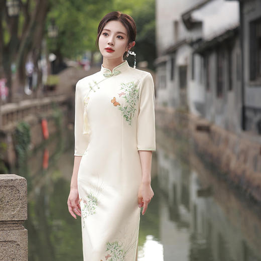 新中式麂皮绒，素雅年轻旗袍MLS-6733 商品图3