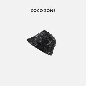 COCO ZONE“真羊皮”菱格纹渔夫帽百搭鸭舌帽女装 23C29706