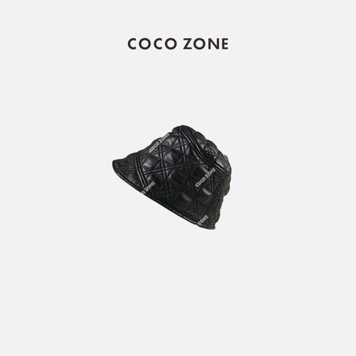 COCO ZONE“真羊皮”菱格纹渔夫帽百搭鸭舌帽女装 23C29706 商品图0