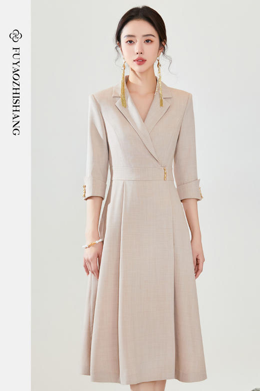 FUYAO扶摇 春季女装连衣裙2024新款轻国风温柔西装裙新中式工作服 商品图5