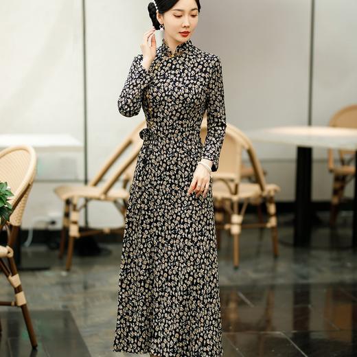 复古阔太太九分袖春装贵夫人碎花旗袍裙SYG672 商品图1