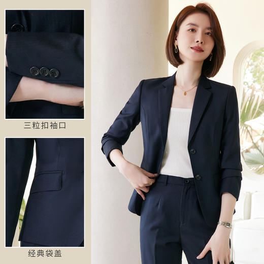 【50羊毛】罗蒙女士西服套装商务通勤舒适含绵羊毛职业两件套女 商品图4
