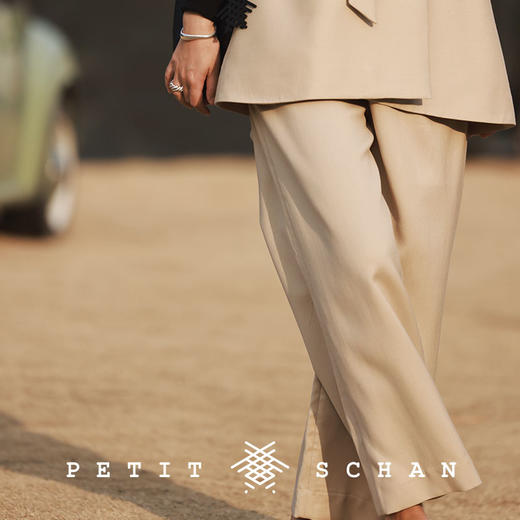 PETIT SCHAN小闪 CLO#205 Ice floes in spring 春日浮冰 韩国进口精纺美丽诺羊毛侧插袋九分阔腿裤 商品图2