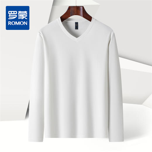 【珠地面料】罗蒙春夏V领t恤男长袖t恤男舒适男士t恤长袖上衣男体恤 商品图5