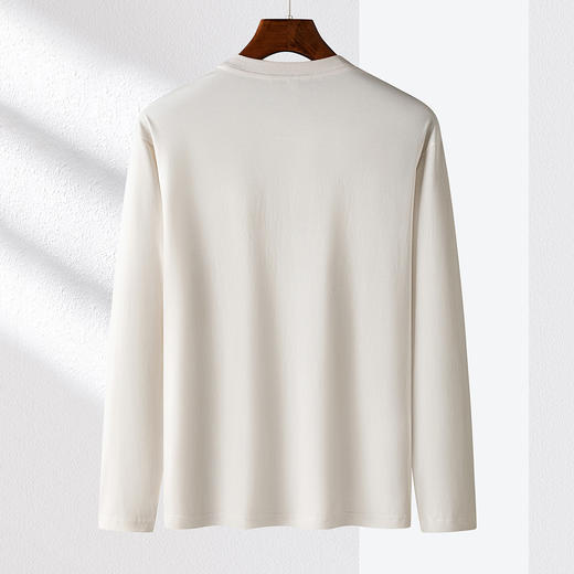 【桑蚕丝混纺】罗蒙春秋时尚胸花t恤男长袖t恤男时尚男士t恤舒适打底衫男 商品图8