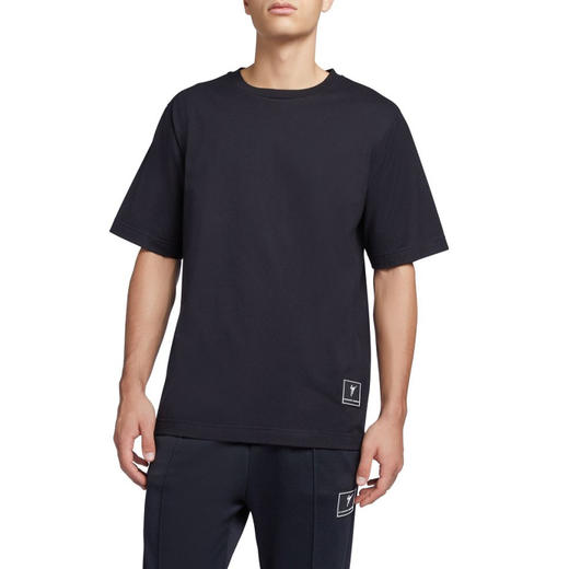 Giuseppe Zanotti 男士签名徽标贴花棉质圆领短袖T恤 黑色 ERU4003001 商品图1