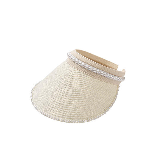 【时尚美观显头小！夏季珍珠遮阳帽】遮阳防晒防紫外线，小众设计，海边沙滩太阳空顶帽子，夏季草帽 商品图8