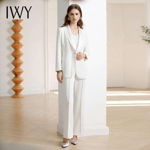 IWY/气质新中式国风西装套装女商务主持人高端正装工作服白色西服CP2078 商品图3