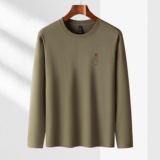 【桑蚕丝混纺】罗蒙春秋时尚胸花长袖t恤男舒适打底衫男士秋衣男士体恤长袖 商品图2