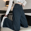 春季新款2025韩版大码胖妹妹宽松不规则高腰显瘦阔腿牛仔裤女 商品缩略图2
