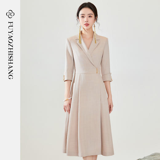 FUYAO扶摇 春季女装连衣裙2024新款轻国风温柔西装裙新中式工作服 商品图0
