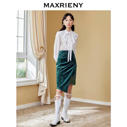 MAXRIENY-复古风丝绒半身裙(货号:MC87SK550) 商品图1