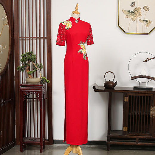 春款复古中老年网袖旗袍演出走秀旗袍YD 商品图3