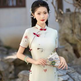 春款年轻改良旗袍中长双层修身少女素雅旗袍ZA209