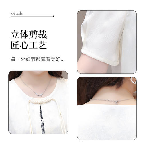 OYMOMS-CA4326-L中长款假两件修身时尚连衣裙2024年夏款短袖印花通勤气质A字裙 商品图3