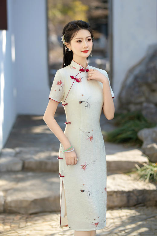 春款年轻改良旗袍中长双层修身少女素雅旗袍ZA209 商品图2