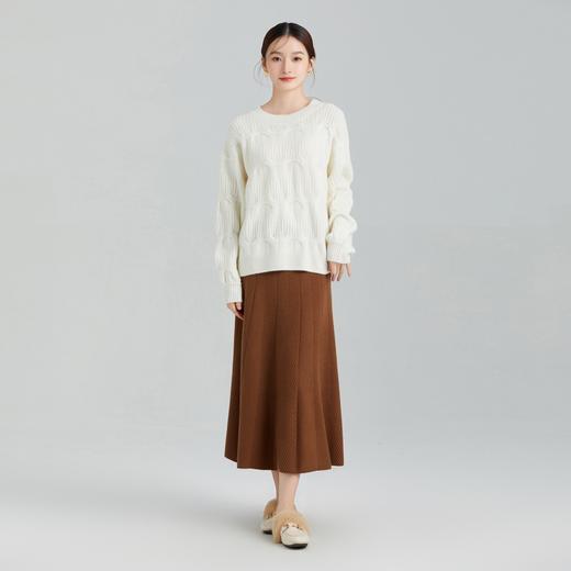 东黎 • 山羊绒 女士秋冬春季针织圆领重工绞花套头羊绒衫慵懒 WSR-21S44 商品图2