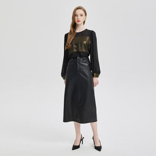 PE258斯尔丽2024春夏新款气质通勤长袖宽松显瘦上衣 商品图3