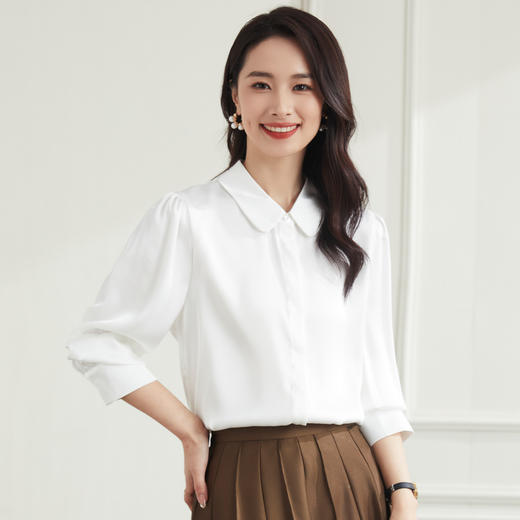 【商务通勤】罗蒙四季款女士长袖衬衫简约日常大众休闲百搭衬衫女 商品图1