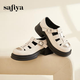 Safiya/索菲娅2024春夏厚底学院风复古包头镂空猪笼鞋凉鞋 SF42115110