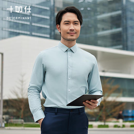 十如仕小方领弹力斜纹免烫长袖衬衫-303-02 商品图12