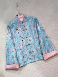 (下架）（预售）两面穿中国风宋锦外套中式上衣真丝女装国潮立领桑蚕丝双面织锦缎117SJCW013