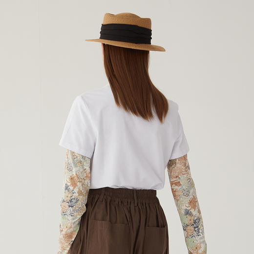 谜底T恤短袖女2024夏季新款简约百搭特色印花修身上衣女246MT7042 商品图2