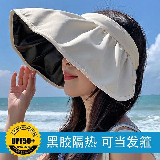 【一帽两用，可当发箍！】特价夏季ins黑胶防紫外线贝壳帽，女士韩版户外大檐网红防晒遮阳帽-lm！ 商品图1