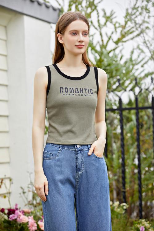 【第二件 0 元｜ 满2件 5 折】【秀黛】女时尚罗纹撞色背心女士背心L2776012T【门店同款】 商品图0