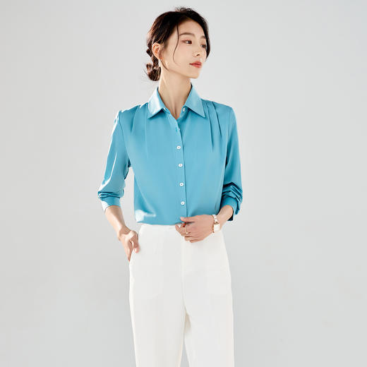 【舒适优雅】罗蒙女士长袖衬衫百搭日常大众时尚商务通勤开衫衬衫女 商品图2