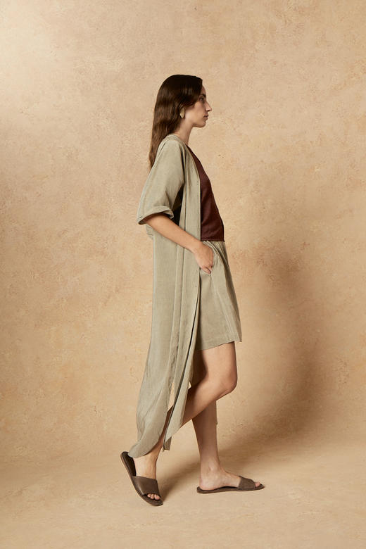 Cortana 灰绿条纹CLEO丝麻短裤 商品图7