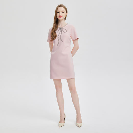 PE804斯尔丽2024新款H型小个子浪漫钉珠华丽质感面料礼服连衣裙 商品图3