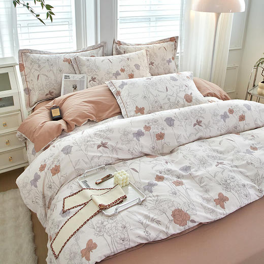百丽安娜全棉高支加密四件套花绛 商品图1