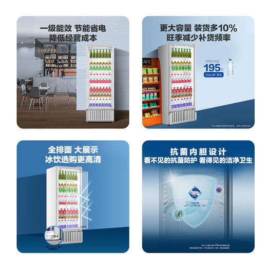 海尔（Haier）320升 多层风冷 全空间 不倒水风冷无霜 立式展示柜 冰柜 饮料冷藏柜 商用保鲜柜冷柜SC-332 商品图2