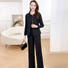 QYMXYKL-MB1012-L-24年夏款短款长袖洋气小香风外套宽松修身时尚显瘦阔腿裤两件套装 商品缩略图1