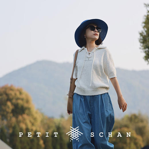 PETIT SCHAN小闪 CLO#235 White sand beach 白色沙滩 纯棉系带设计针织短袖 商品图2