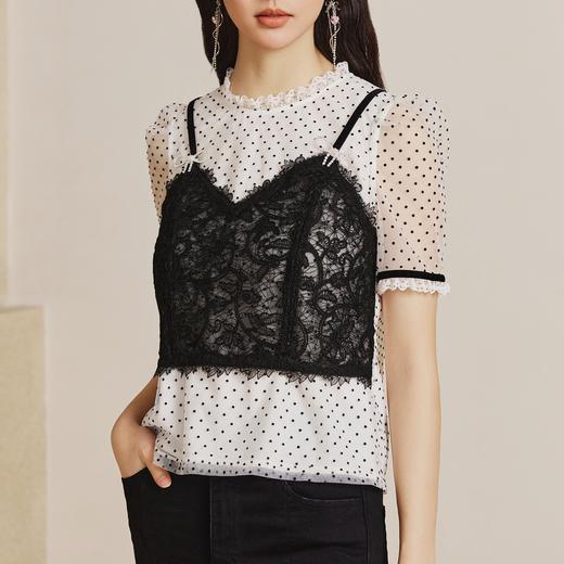 MAXRIENY | 法式复古氛围感蕾丝小吊带上衣女背心雪纺衫2023夏季(货号:MS88TP043D00) 商品图2