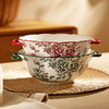 摩登主妇玫瑰假日复古餐具陶瓷双耳汤碗家用大号汤盆泡面碗汤面碗 商品缩略图0