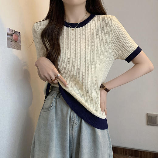 大码女装2025夏季洋气冰丝针织衫短袖T恤胖mm巨显瘦遮肚正肩上衣 商品图9