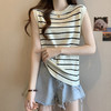 2025夏装新款大码洋气条纹背心T恤胖mm宽松冰丝针织吊带上衣 商品缩略图2