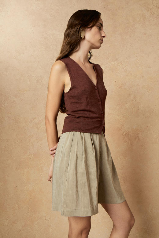 Cortana 灰绿条纹CLEO丝麻短裤 商品图8